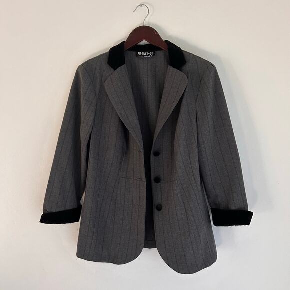 VTG All The Jazz Pinstripe Velvet Blazer Size M/L - Picture 4 of 4